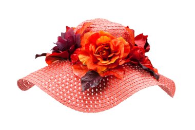 Straw hat with flower clipart