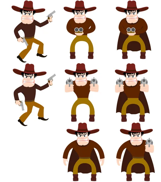 Set of cowboys. A vector illustration — Stock Vector
