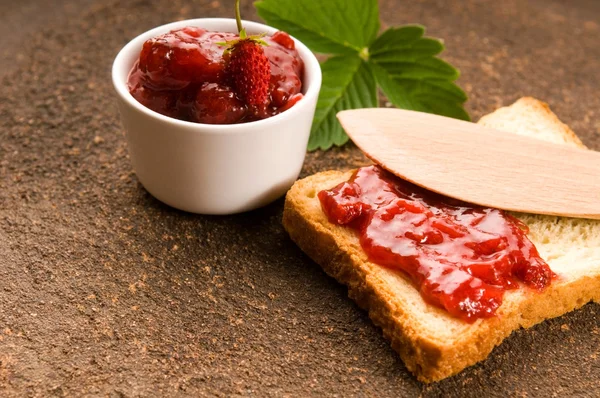 stock image Wild strawberry jam with toast