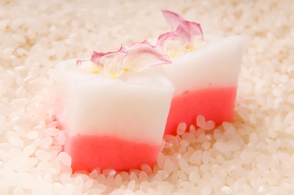 Japanese dessert, Mochi with rose — Stock Photo, Image