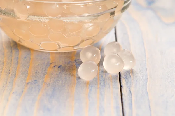 Perlas de tapioca con lima. ingredientes de té de burbuja blanca —  Fotos de Stock