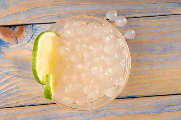 Tapiokové perly s citrónem. bílá bublina čaj ingredience — Stock fotografie