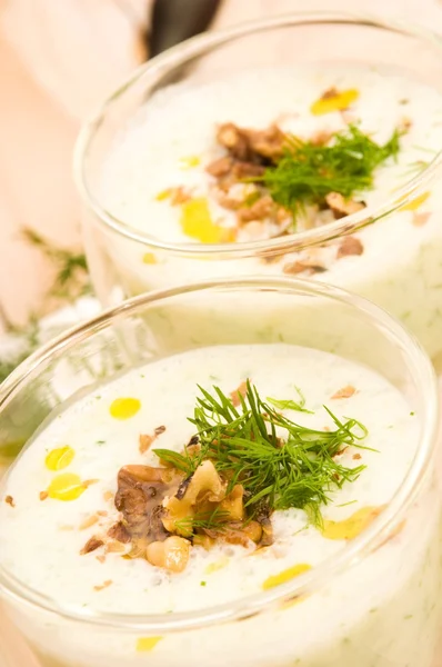 Tarator - sopa de verano fría bulgara tradicional —  Fotos de Stock