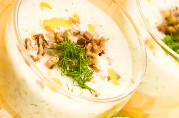 Tarator - traditional bulgarian cold summer soup — Stock Photo, Image