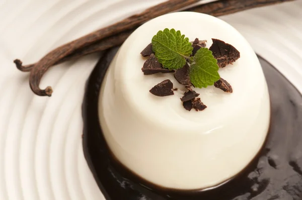 Panna Cotta au chocolat et gousses de vanille — Photo