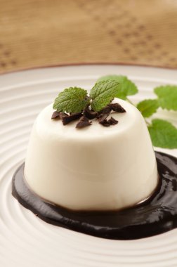 Çikolatalı ve vanilyalı Panna Cotta.