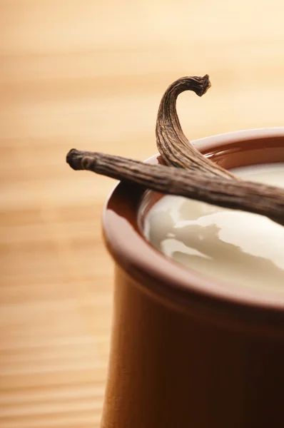 Söt vanilj pudding dessert — Stockfoto