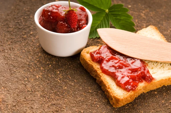 stock image Wild strawberry jam with toast