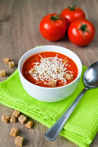 Tomato Soup With Parmesan — Stock Photo, Image