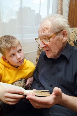 Grandfather Reading clipart