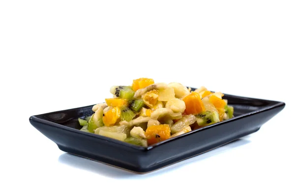 Fruit Salad On Black Plate — Stock Photo, Image