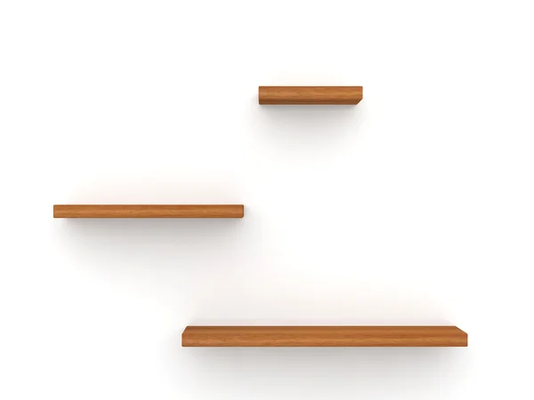 Three empty wood shelves — Stock Photo, Image