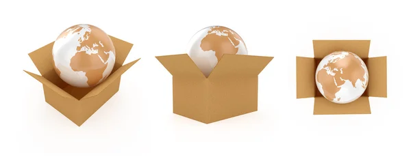 Globe in cardboard — Stock Photo, Image