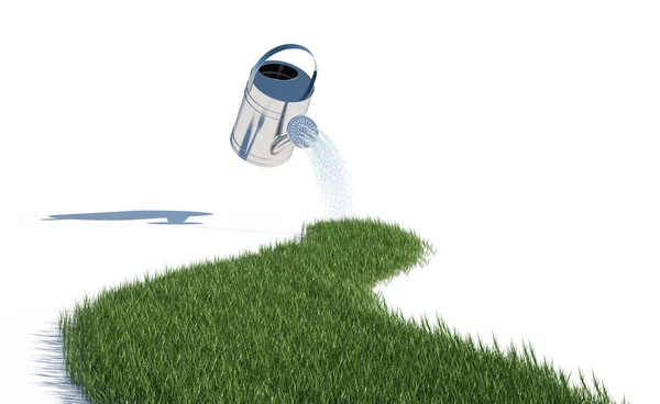 Grass and watering can — Stock Photo, Image