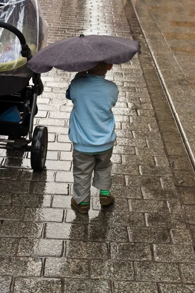 Stock image Child with Umbrella in the rain