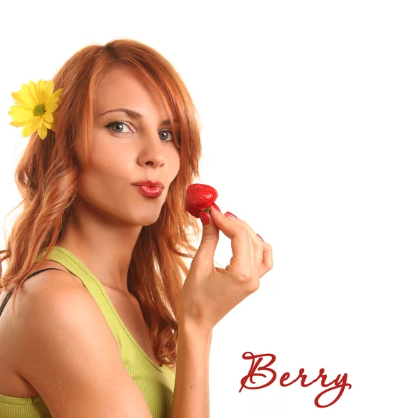 Mit Erdbeere — Stockfoto