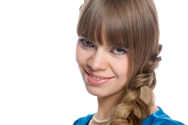 Meisje met gevlochten haren in een vlecht — Stockfoto
