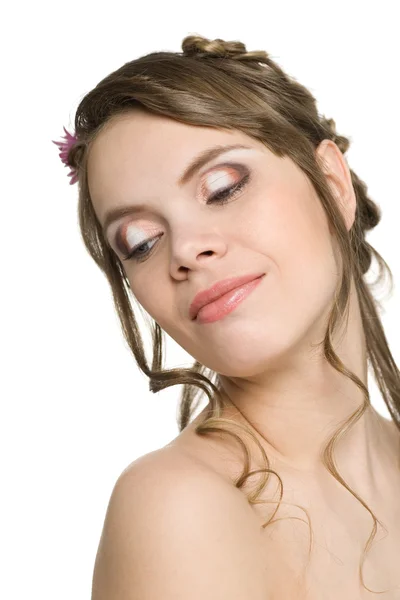 Menina sorridente com maquiagem bonita — Fotografia de Stock
