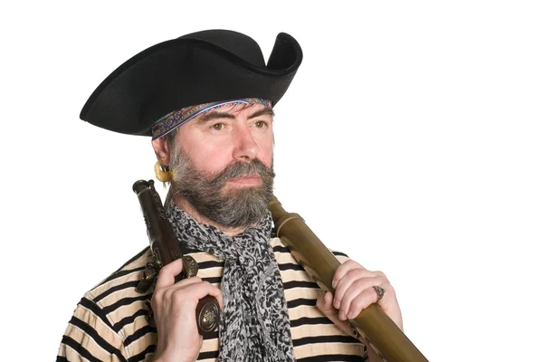 Pirata con un moschetto — Foto Stock