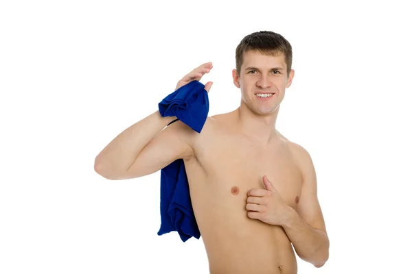 Улыбающийся парень без рубашки — стоковое фото