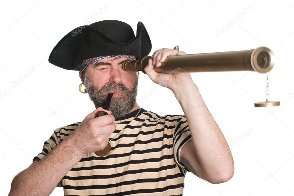 Pirate looks a telescope