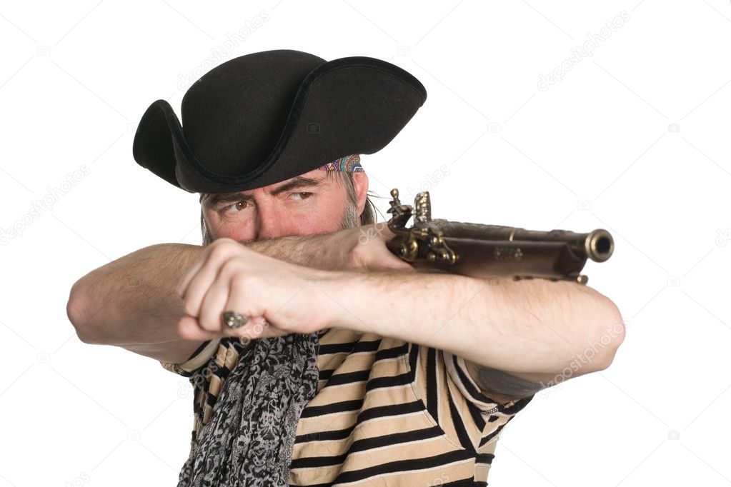 Pirate shoots a musket