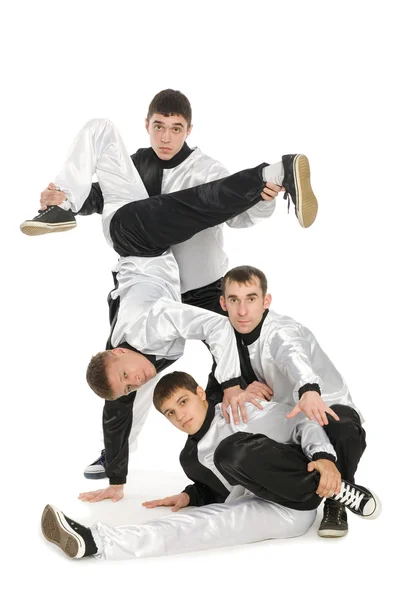 Porträtt team av unga break dansare — Stockfoto