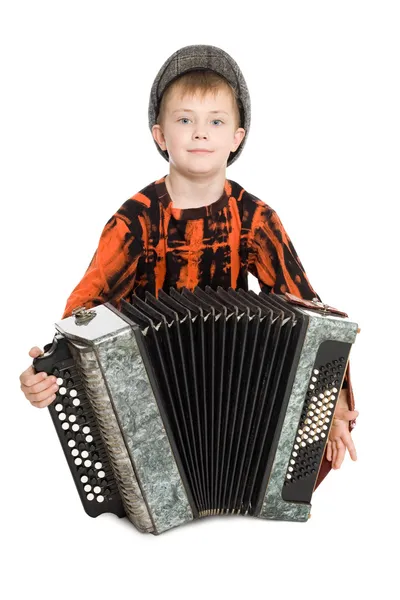 아코디언을 연주하는 소년. — 스톡 사진