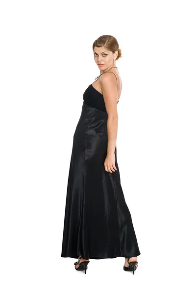 Junge Frau im schwarzen Kleid. — Stockfoto