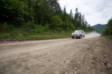 Rally on a dirt road. clipart