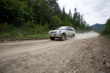 Rally on a dirt road clipart