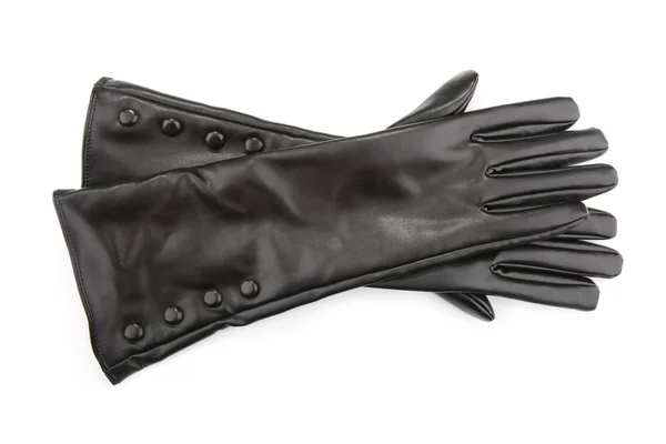 Zwarte vrouwelijke lederen handschoenen — Stockfoto