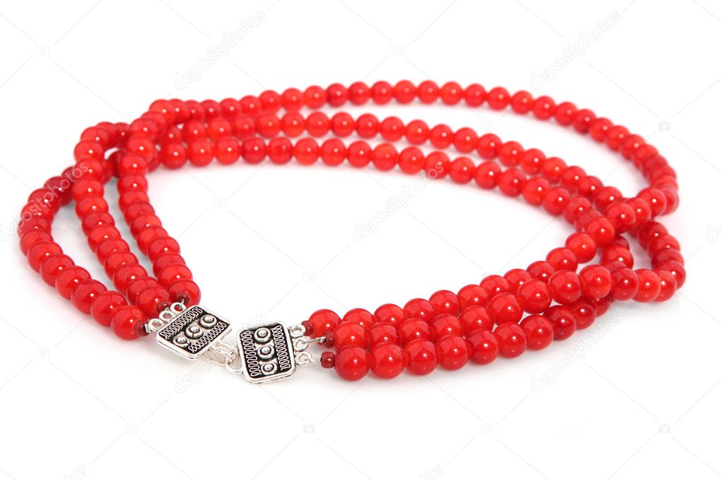 Elegant coral necklace with shallow dof