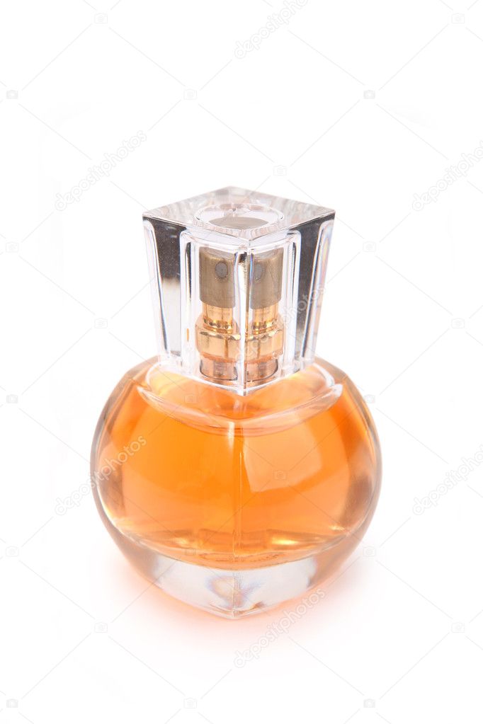 Elegant perfume bottle isolated on white