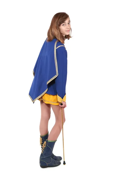 Adolescente majorette em uniforme segurando um bastão — Fotografia de Stock