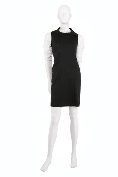 Maniquí vestido con blusa blanca y vestido negro — Foto de Stock