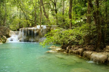 Waterfall in Erawan National Park clipart