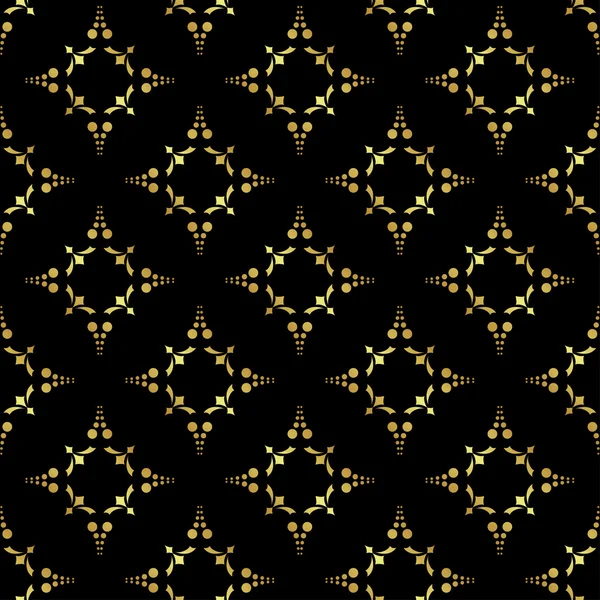 Vector black seamless pattern with golden elements — Stock Vector