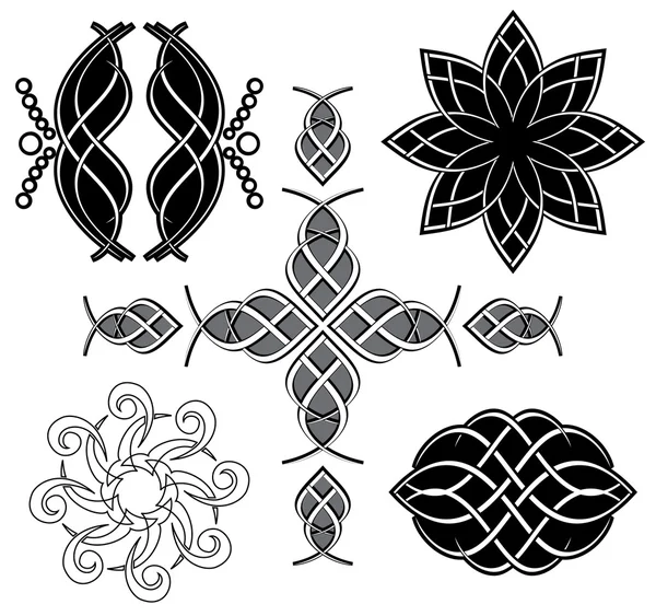 Set of vector black tracery for design — Stock Vector
