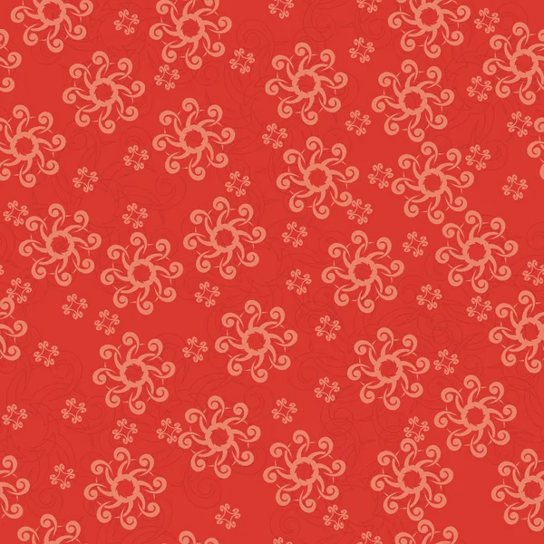 Textura sin costura geométrica roja vectorial con elementos curvos — Vector de stock
