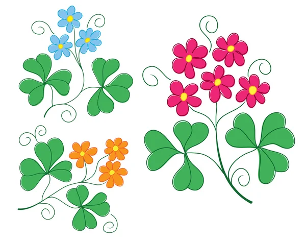 Set de plantas vectoriales con flores — Vector de stock