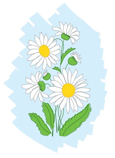 Vector flores blancas sobre fondo azul — Vector de stock