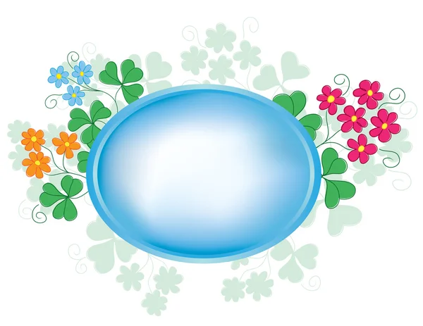 Cadre vectoriel ovale avec flore — Image vectorielle