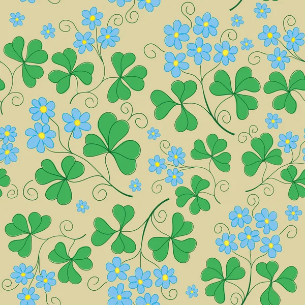 Textura sin costura floral vectorial con flores azules — Archivo Imágenes Vectoriales