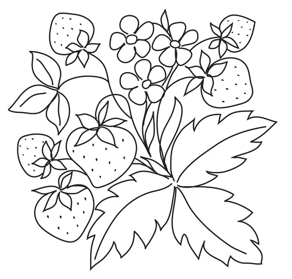 Croquis vectoriel noir de fraise — Image vectorielle