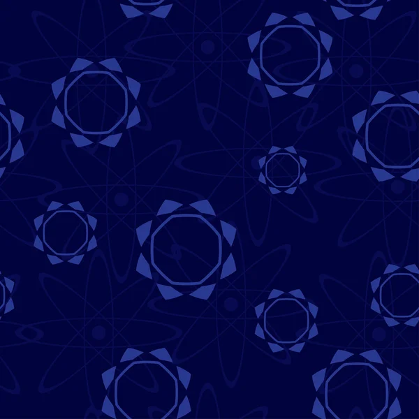 Векторний темно-синій безшовний візерунок з фігурами — стоковий вектор