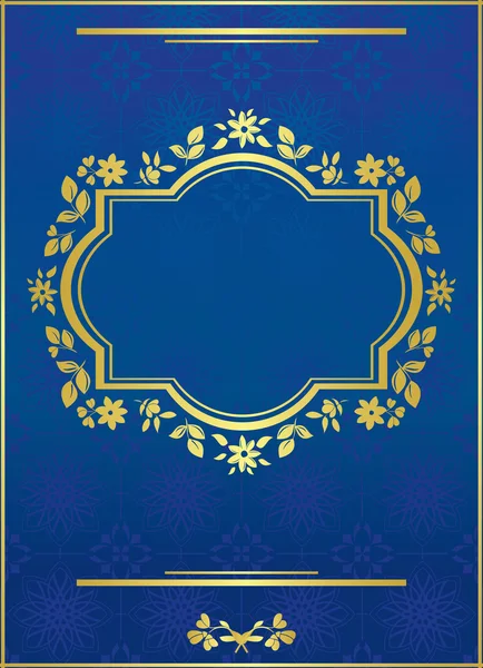 Vector blue elegant card with golden frame — Stock Vector