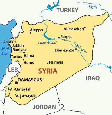 vektör çizim - Suriye Haritası