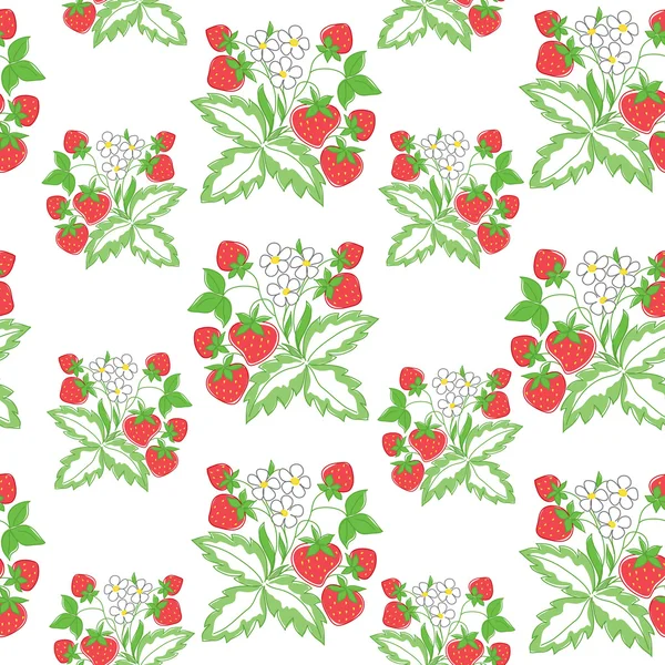 Vector light seamless pattern with strawberry — Stock Vector