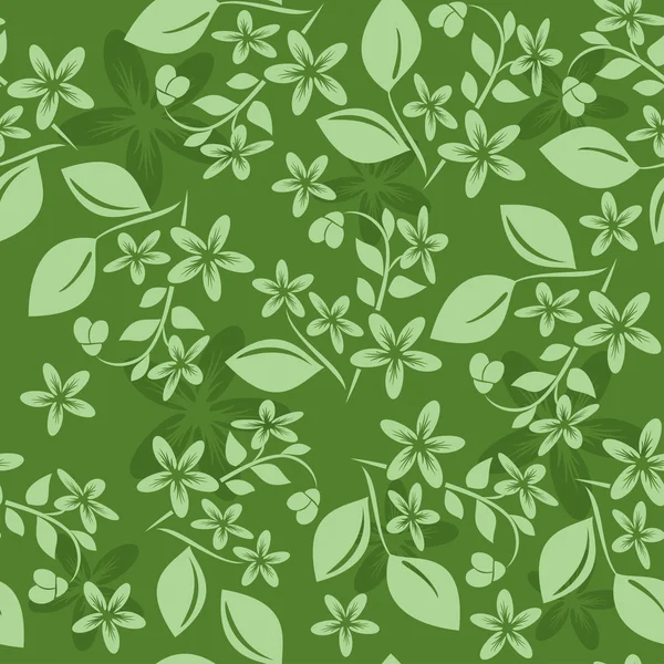 Green vector seamless floral pattern — Stock Vector